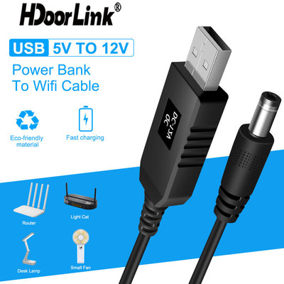Hdoorlink USB sang DC Cáp nguồn 5V sang 12V Boost Bộ chuyển đổi nguồn USB DC 5V sang DC 9V 12V cho bộ định tuyến Wifi Loa quạt Mini