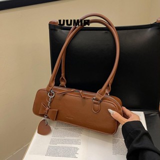 Túi đeo vai, có mặt dây chuyền trái tim Túi đeo nách có khóa kéo, Túi xách nữ thời trang màu trơn bằng da Pu cổ điển