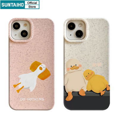 Suntaiho Coquette Vỏ Dễ Thương Nằm Họa Tiết Vịt Phẳng Vỏ Điện Thoại Cho Iphone 16 15 14 13 12 11 Pro Max IP 7 8 Plus Iphon X Xs XR Xs Max Silicon Mềm Cao Cấp Chống Sốc Ốp Lưng