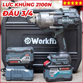 Máy siết bulong pin Workfix HM-IW2100N (Màu xám), Đầu 3/4 Lực Siết Siêu Khủng 2100NM, Chân pin phổ thông