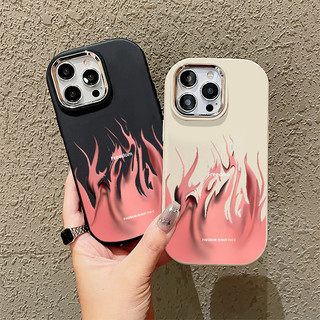 Ốp Điện Thoại Họa Tiết Ngọn Lửa Graffiti Màu Hồng Tương Thích Cho IPhone 16 12 13 14 15 Pro Max XR X / XS Max 7 8 Plus Độc Lập Lỗ Lớn Khung Ống Kính Silicon Mềm