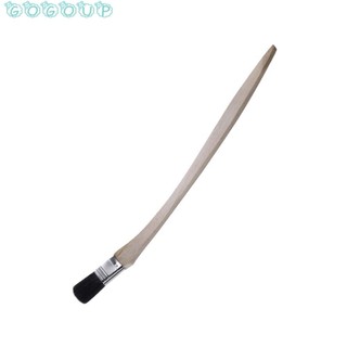 Bàn chải sơn cong GOGOUP, Công cụ vẽ tranh viền lông tổng hợp dài 16 ", viền tường nhà rộng 1" màu be có tay cầm bằng gỗ Bàn chải sơn Chip để xử lý tường