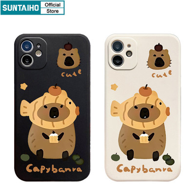 Suntaiho Vỏ Ngộ nghĩnh Snapper Capybara Họa Tiết Ốp lưng Iphone 16 15 14 13 12 11 Pro Max IP 7 8 Plus Iphon X Xs XR Xs Max Silicon Mềm Cao Cấp Chống Sốc Ốp Lưng