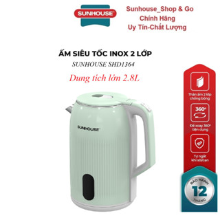 ẤM SIÊU TỐC INOX 2 LỚP 2.8L SUNHOUSE SHD1364_Dung tích lớn 2.8L đun nước thả ga