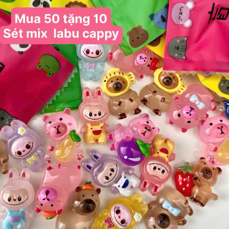   MUA SÉT 50 TẶNG 10  túi mù dạ quang labubu capybara Blind Bag Túi mù động vật phát sáng labubu capybara charm sáng 