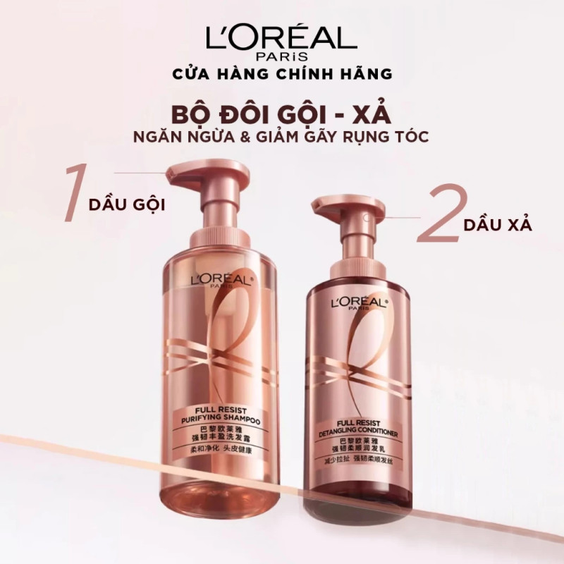 Bộ đôi dầu gội xả ngăn ngừa & giảm gãy rụng tóc, giúp tóc chắc khỏe hơn L’oreal Paris Elseve Full Resist 440ml | BigBuy360 - bigbuy360.vn