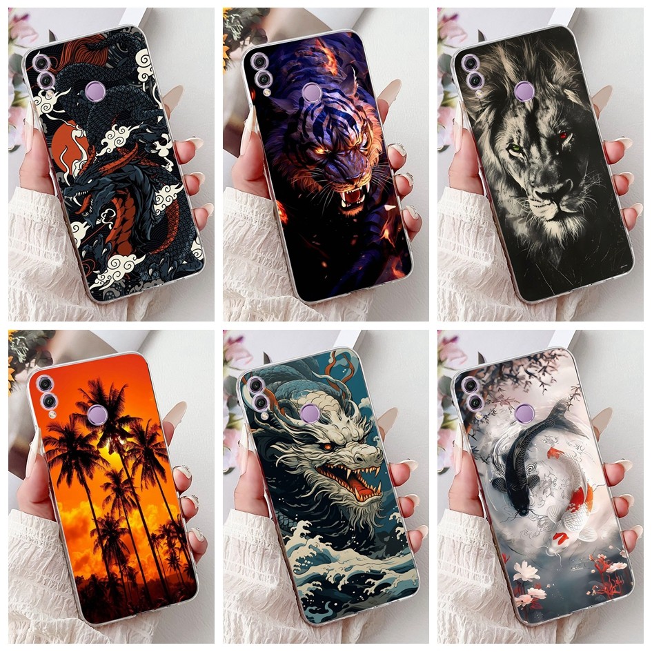 Dành Cho Honor 8X Vỏ Silicon Trong Suốt Mềm TPU Hoạt Hình Dễ Thương Rồng Ốp lưng Cho Honor8X JSN-L22