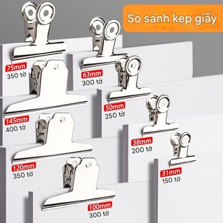 Kẹp giấy tài liệu, ngải,... inox 76 - 102mm - 145mm, lò xo siêu bền cao cấp-SIMUN