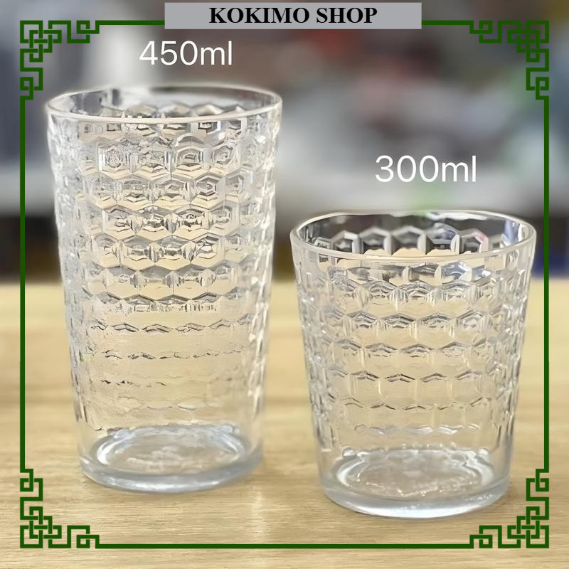 (siêu rẻ)Combo 10 cốc nhựa mica tổ ong bền đẹp hàng cao cấp dung tích 300ml, 380 ml, 450ml Hokori