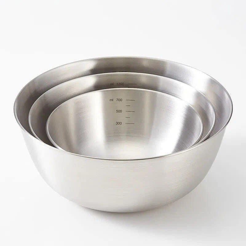 ￼Combo 3 Thau Trộn Inox , Set 3 Tô Inox To Trộn Slad, Ướp Thịt, Trộn Bột Làm Bánh khay cơm