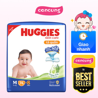 Tã quần Huggies Skincare gói cực đại (M, 6-11kg, 76 miếng) ( Giao mẫu ngẫu nhiên) - concung