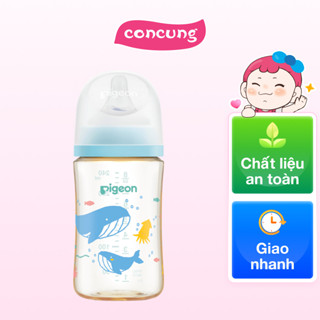 Bình Sữa Pigeon PPSU Softouch Baby-Friendly World 240ml, đại dương (M)