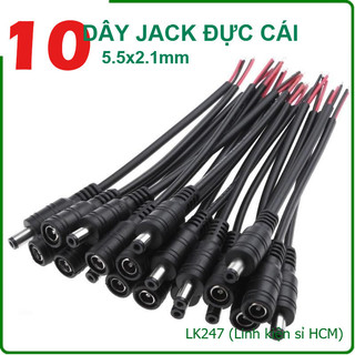 Hỏa tốc HCM- Sỉ✅ Combo 10 Dây Jack đúc Đực Cái 5.5*2.1mm (Đen) Dây jack dùng hàn jack sạc, jack nguồn camera LK247