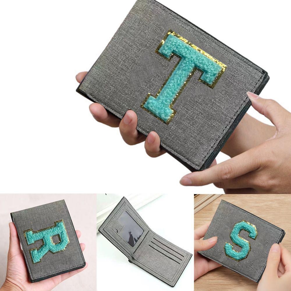 Coin Purses short wallet multi-card position card holder wallet ultra-thin and portable Green embroi