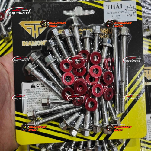 FULL BỘ ỐC LỐC MÁY SALAYA KÈM LÔNG ĐỀN ĐỎ XE VISION, AB, VARIO, SH, JUPITER, SIRIUS, SH, WAVE, DR..