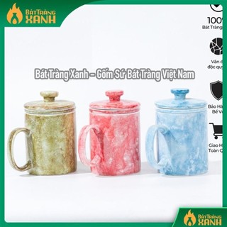 Cốc lọc trà men vân đá gốm sứ bát tràng cao cấp, cốc lọc 350ml - gốm sứ bát tràng cao cấp