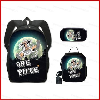 Túi đựng bút One Piece Luffy Túi đựng đồ ăn trưa Ba lô dành cho học sinh Túi đi học đa năng dung tích lớn Bộ ba mảnh