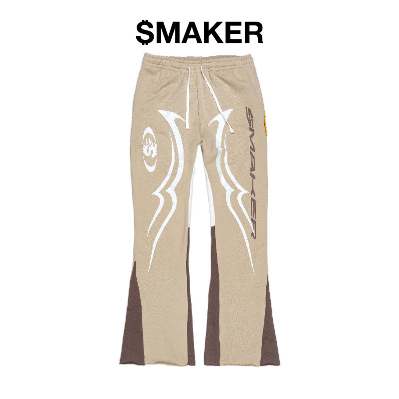 [SMAKER] Quần dài màu tan ống loe 100% cotton nỉ - SMAKER FLAME FLARE SWEAT PANTS IN TAN