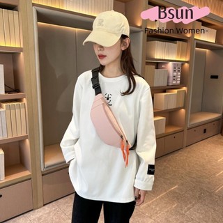 Túi thắt lưng BSUNS, Túi đeo ngực thời trang phong cách đường phố, Túi thắt lưng Nylon chống thấm nước màu trơn ngoài trời