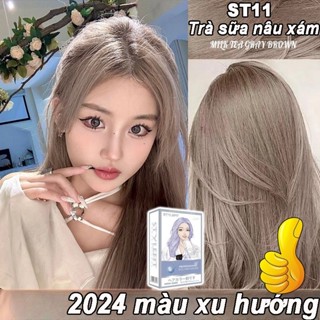 thuốc nhuộm tóc Trà sữa nâu xám,Thuốc nhuộm tóc Nhật Bản, gửi một bộ dụng cụ nhuộm tóc đầy đủ+dầu xả