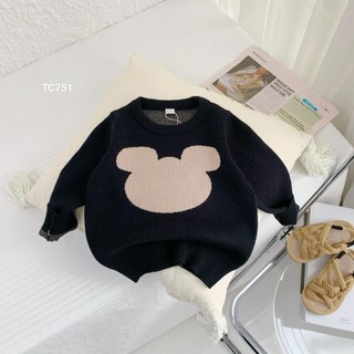  Áo len hình mặt gấu cute dài tay chất len lông thỏ cực mềm mịn, thoải mái, màu basic cho bé từ 8-23kg TC751
