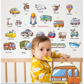 [RẺ VÔ ĐỊCH] Decal dán tường phương tiện giao thông tiếng Anh