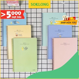 Vở B5 Klong bìa nhựa Caro/ Kẻ ngang/ Dot 80-200 trang tùy chọn Sổ Klong bìa Pastel dễ thương