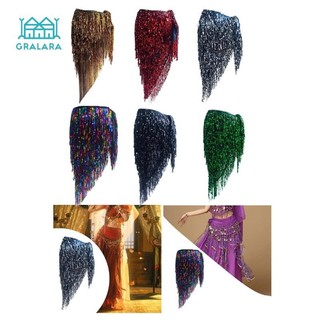 Váy quấn khăn hông múa bụng có sequin và tua rua cho phòng khiêu vũ, Rumba