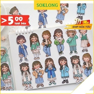 Bộ Sticker hình cô gái/ chàng trai cá tính dán trang trí sổ, planner, điện thoại