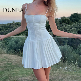 Váy trượt xếp ly không dây lưng DUNEA eo eo eo