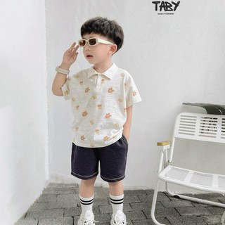  Set polo cộc tay in hình bánh, chất liệu cotton xược siêu mát đi học đi chơi cho bé 8-23kg 4399BHK