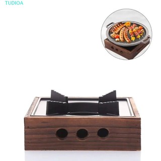 Bếp Nướng Nấu Ăn TUDIOA, Bếp Chắc Chắn Di Động Vuông, Nồi Khô Stew Lò Nướng BBQ Bằng Gỗ Đa Năng Ngoài Trời