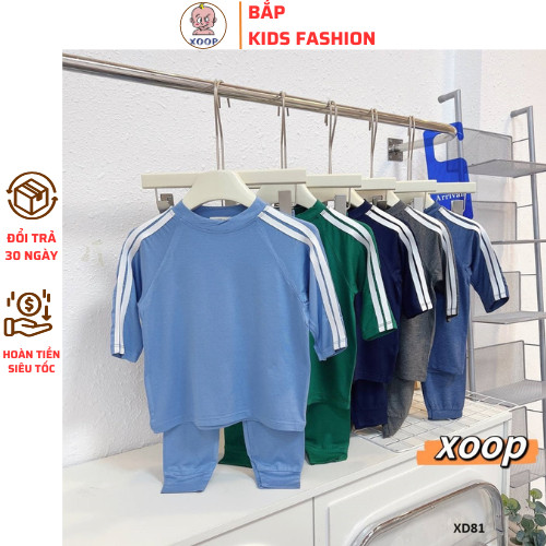(10-21kg) Bộ dài tay XOOP raglan cotton lụa dây 2 sọc basic cho bé XD81 Bắp Kids Official Store ,Đồ 