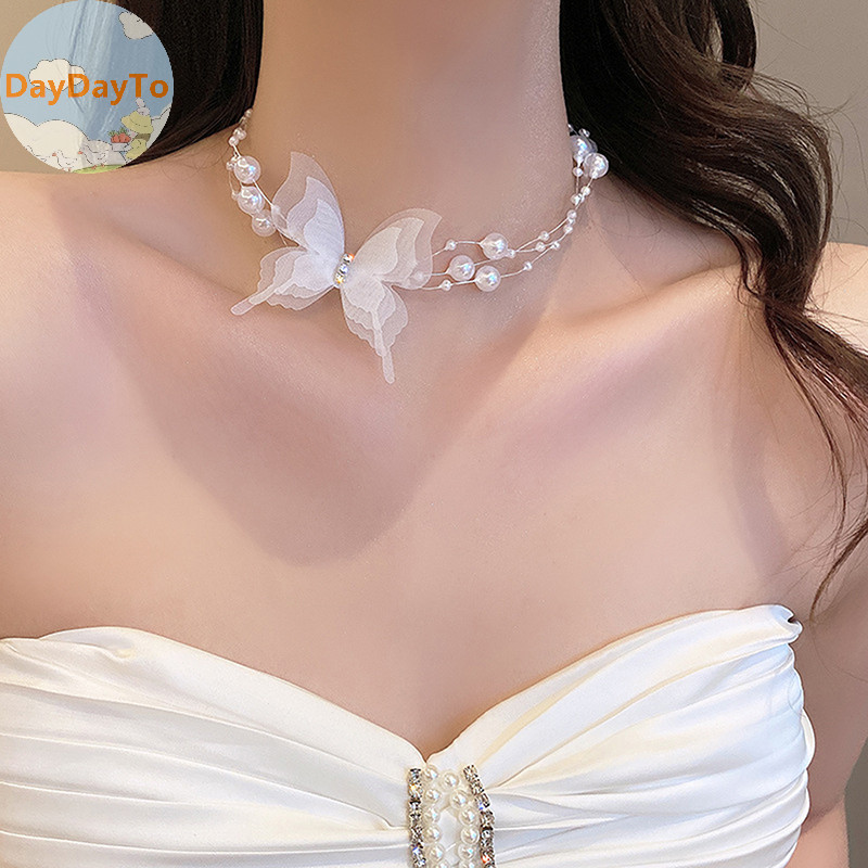 Daydayto Trắng Ngọc Trai Vòng Cổ Mũi Nữ Ngọt Ngào Giả Ngọc Trai Xương Đòn Vòng Cổ Vòng Cổ Trang Sức Cưới Quà Tặng VN