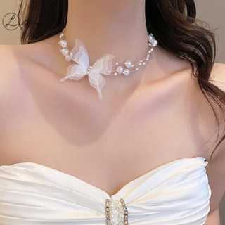 Luimo Trắng Bướm Ngọc Trai Vòng Cổ Choker Dành Cho Nữ Ngọt Ngào Giả Ngọc Trai Xương Đòn Dây Chuyền Cổ Vòng Cổ Trang Sức Cưới Quà Tặng * Bán Chạy