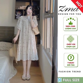 Đầm bầu, Váy suông bầu dáng dài hoa nhí Bigsize chất vải mát mặc mùa hè đi chơi biển thời trang