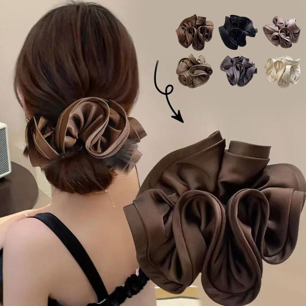 Dây buộc tóc Satin cổ điển kiểu Pháp buộc tóc cho bé gái Scrunchie W9N0