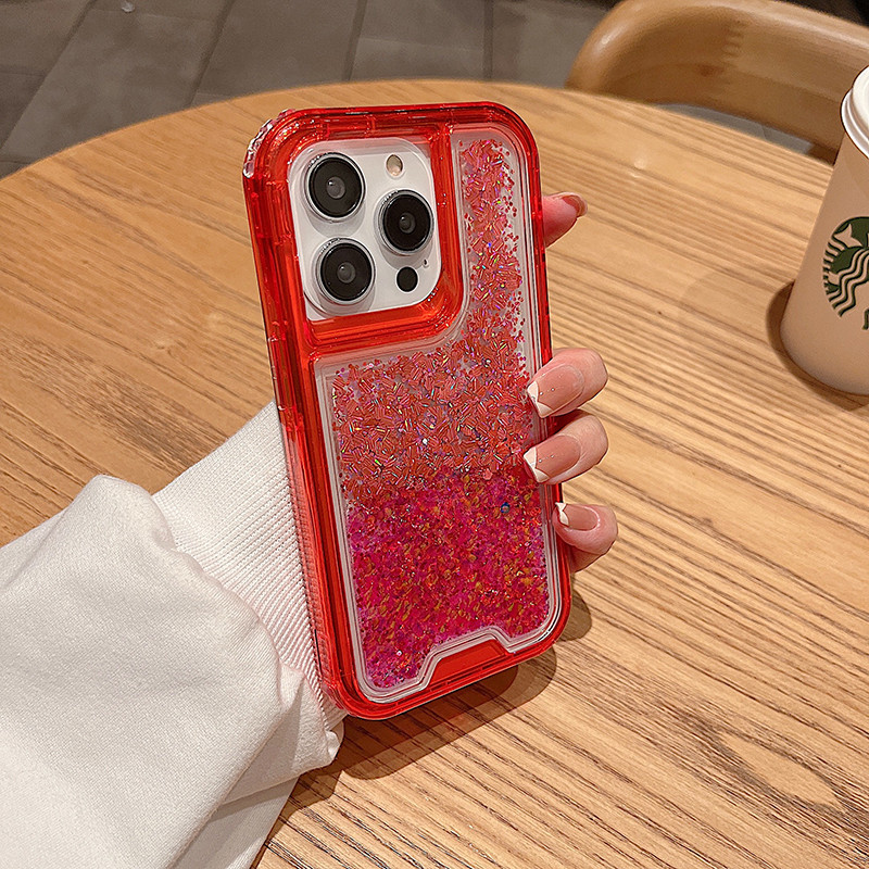Vỏ lấp lánh trong suốt 2 trong 1 cho IPhone 16 15 14 13 12 11 Pro Max 7 8 Plus XSMAX XR XS 12 13 Túi khí chống va chạm Mini chống va chạm Arcylic Vỏ điện thoại chống sốc