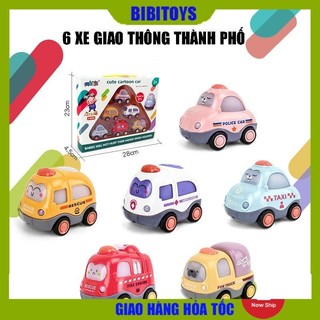 Bộ đồ chơi 6-8 xe ô tô chạy đà quán tính phương tiện giao thông thành phố và xe kỹ thuật ngộ nghĩnh đáng yêu cho bé
