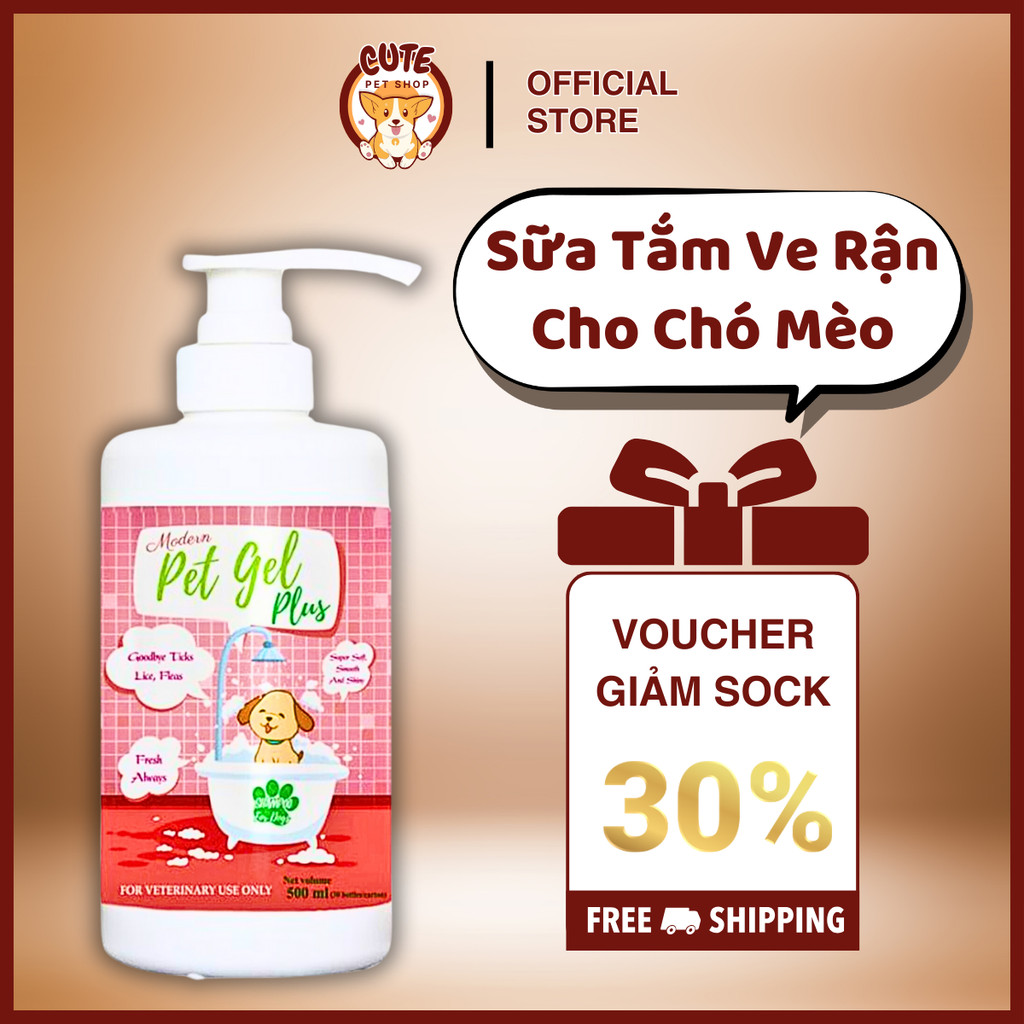 (Chai 500ML) Sữa Tắm Chó Mèo PetGel Plus, Sữa Tắm Diệt Ve Rận, Khử Mùi Hôi, Giúp Lông Mượt Cho Chó Mèo Giữ Hương Thơm