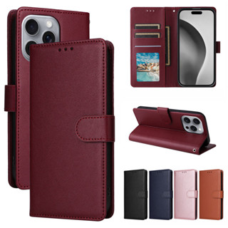 Ốp Lưng Nóng Cho IPhone 16 15 14 Plus 13 12 11 Pro Max Màu Đỏ Lật Đứng Ví Da Bao Da