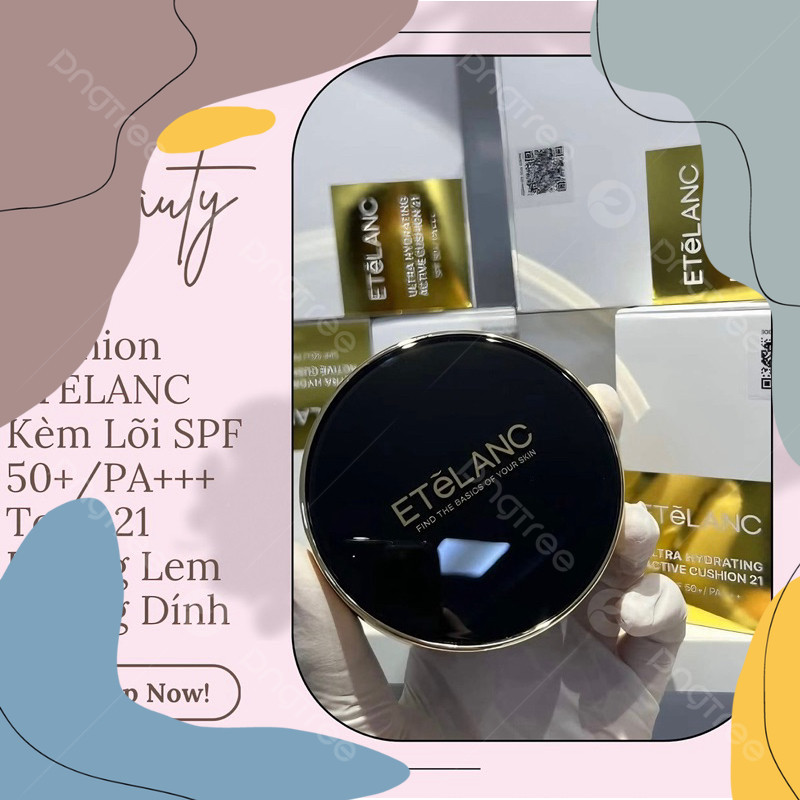 (Mẫu dùng thử) MẪU MỚI-(2 Lõi) Cushion ETELANC Kèm Lõi SPF 50+ / PA+++ Tone 21 Không Lem Không Dính