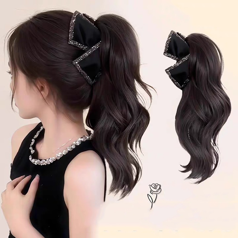 Tự Nhiên Dài Lông Tơ Xoăn Cao Đuôi Ngựa Lấy Tóc Giả Nữ Nửa Thác Kẹp Phần Mở Rộng Tóc