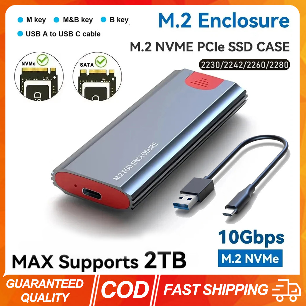 (COD) Vỏ SSD M.2 NVME SATA 10Gbps Vỏ gắn ngoài ổ cứng thể rắn Phù hợp cho SSD SATA 2230 / 2242 / 226