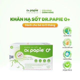  Khăn hạ sốt Dr.Papie 0+ hạ sốt vật lý chuẩn Nhi khoa ngăn ngừa co giật khi ốm sốt cho bé từ sơ sinh  25 khăn hộp  