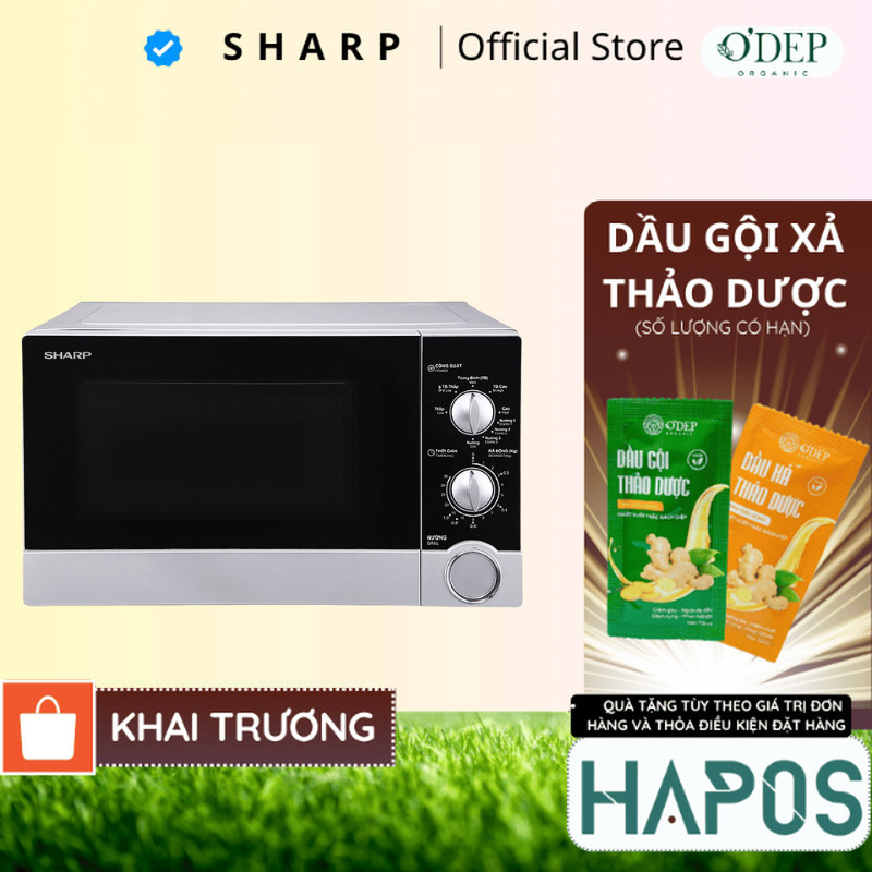 Lò vi sóng Sharp có nướng 20 lít Chính hãng 1000W R-G222VN-S - Bảo hành chính hãng - HAPOS HOF