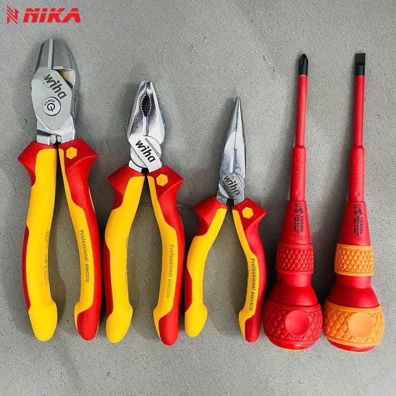 COMBO0016 Kìm Wiha điện 26708 + cộng lực 38191 + nhọn 26720 + Tô vít 200+2,-6x100 Hàng chính hãnġ - 