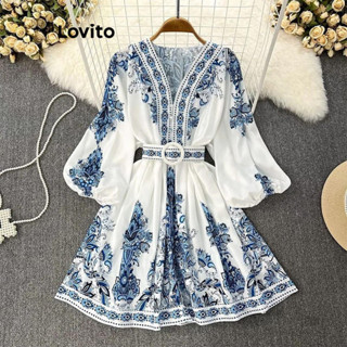 Lovito Đầm Boho Váy Hình Học In Bộ Lạc Cho Nữ LNL60113