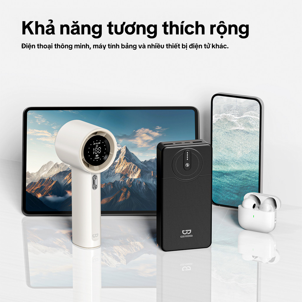 GOOJODOQ 20000mAh Power Bank Sạc nhanh USB Sạc Đèn LED di động 22,5W cho quạt điện thoại Pad | BigBuy360 - bigbuy360.vn