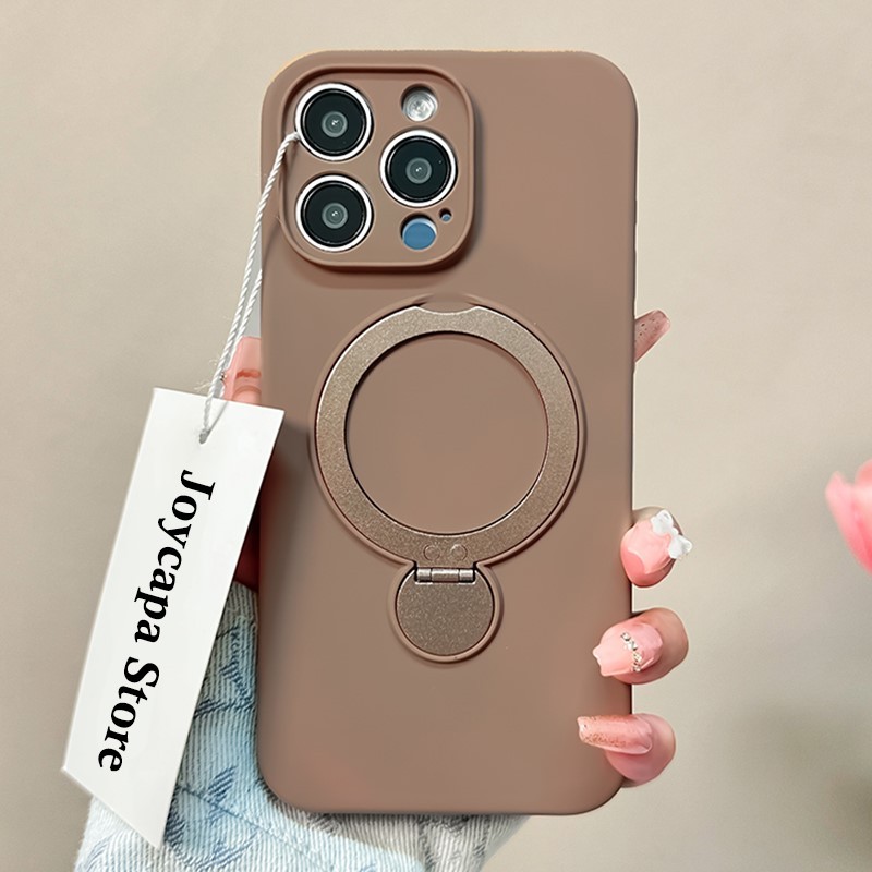 Ốp Lưng Mềm Silicon Lỏng Chính Hãng Cho Apple iPhone 16 15 14 13 Pro Max 16Pro Cho Nhẫn Từ Tính Chân